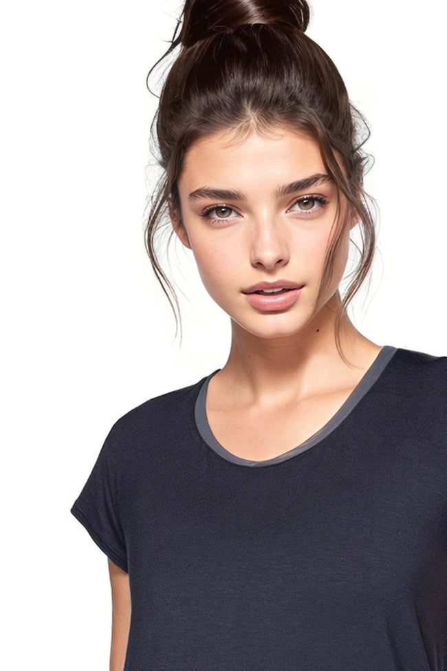 A La Slip Tee Mesh Trim Rayon Jersey Layering Tee