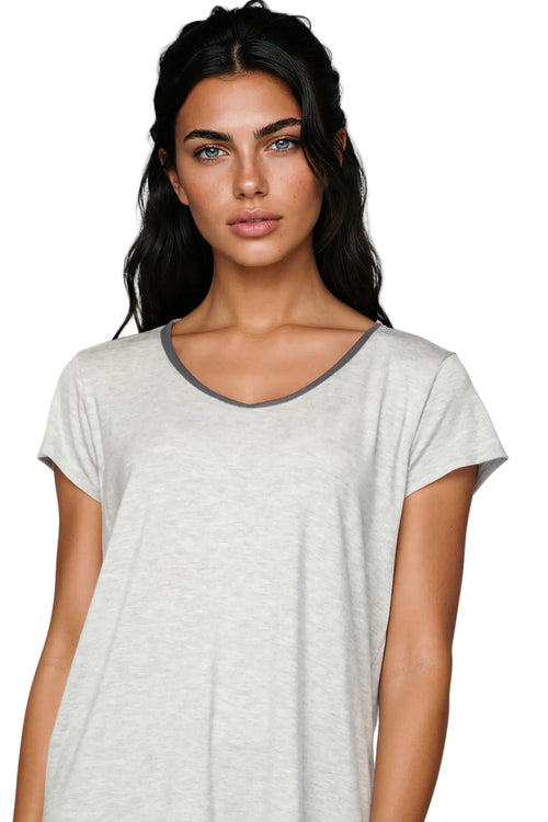 A La Slip Tee S / Ash Mesh Trim Rayon Jersey Layering Tee