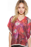 Almost Vintage | 100% Silk Print V Neck Top on Sale Now - Subtle Luxury