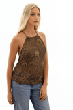 Almost Vintage Hand Beaded Mesh Halter Top - Subtle Luxury