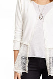 Almost Vintage Sweater Cardigan with Flounce Lace Hem - Subtle Luxury