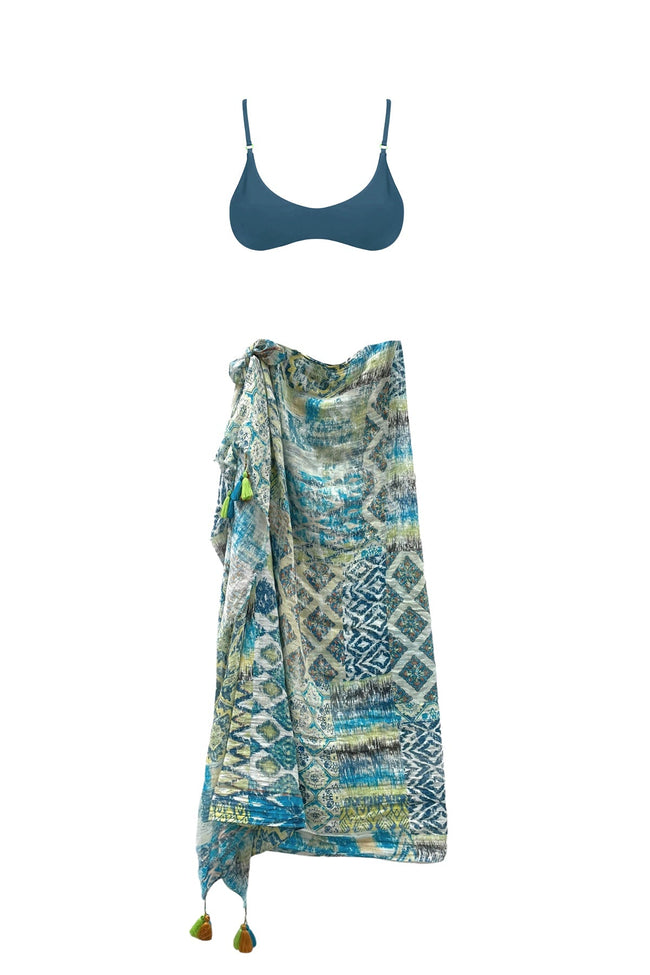 Artisanal Patchwork Print Multi Wear Sarong Wrap Scarf - Subtle Luxury