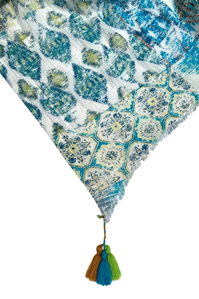 Artisanal Patchwork Print Multi Wear Sarong Wrap Scarf - Subtle Luxury