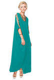Bali Maxi Kaftan Sundress with Metallic Sequin Beads - Subtle Luxury