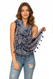 Bandana Baby Blue Print Scarf Wrap - Subtle Luxury