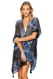 Bandana Blues Print Kimono Coverup - Subtle Luxury