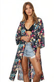 Bed to Brunch Kimono Coverup in Midnight Garden Print - Subtle Luxury