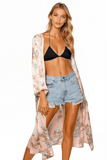 Bed to Brunch Kimono Coverup Robe in Spring Bouquet Print - Subtle Luxury