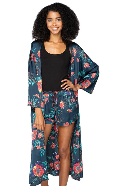 Bed to Brunch Robe Kimono in Summer Bloom Print - Subtle Luxury
