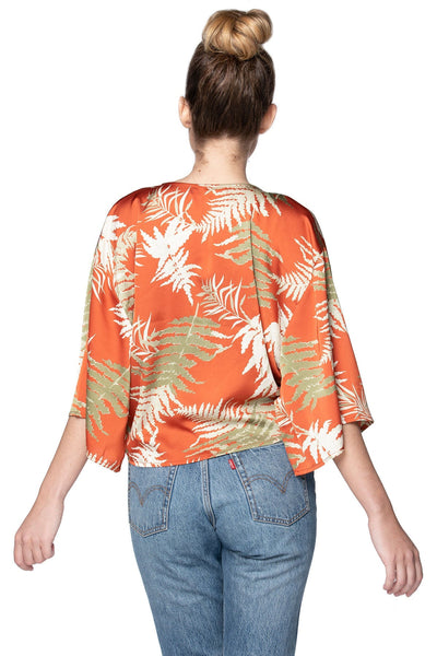 Bed to Brunch Tie Wrap Top in Bold Ferns Print - Subtle Luxury