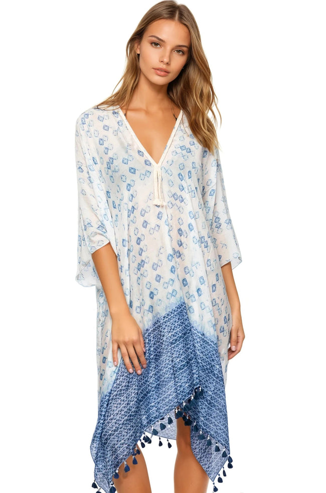 Behind Blue Eyes Print | Braided Kaftan Coverup - Subtle Luxury