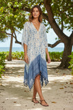 Behind Blue Eyes Luxury Border Print | Braided Kaftan Coverup