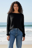 On the Horizon Boatneck Rib Knit Novelty Sweater in Paradise Blend