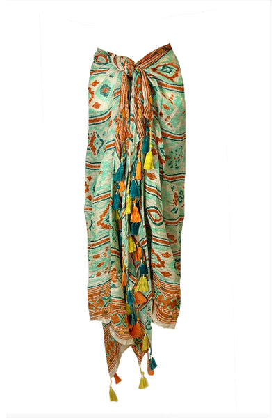 Block Artistry Print Cotton Sarong/Scarf Wrap - Subtle Luxury