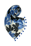 Blue Blossom Indigo Print Scarf Wrap - Subtle Luxury
