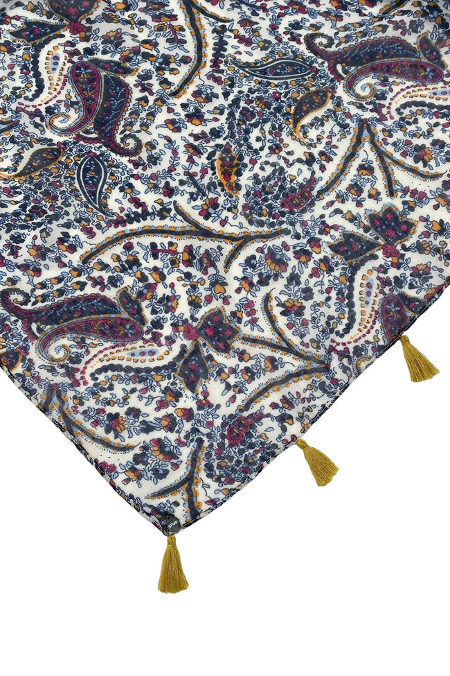 Blue Paisley Print Scarf Wrap Sarong - Subtle Luxury