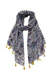 Blue Paisley Print Scarf Wrap Sarong - Subtle Luxury