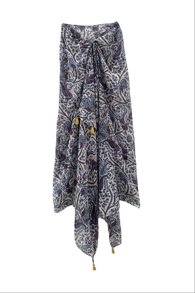 Blue Paisley Print Scarf Wrap Sarong - Subtle Luxury