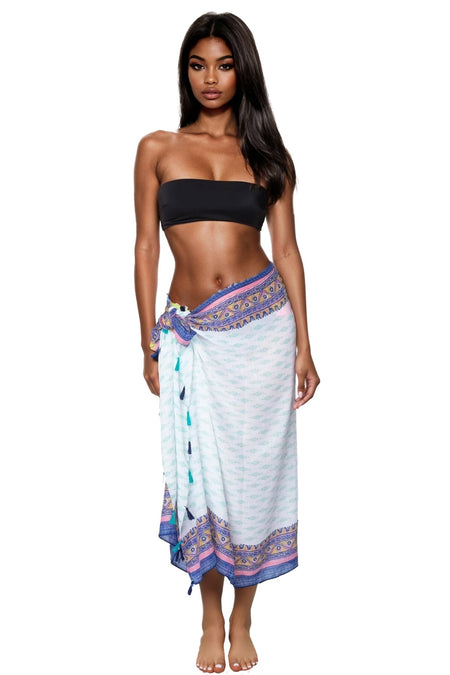 Rio Blooms Print Coverup Scarf Wrap in Navy