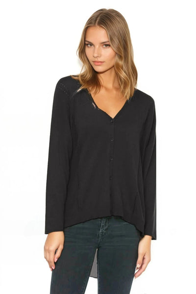 Boyfriend Cardigan with Chiffon Silk Back - Subtle Luxury