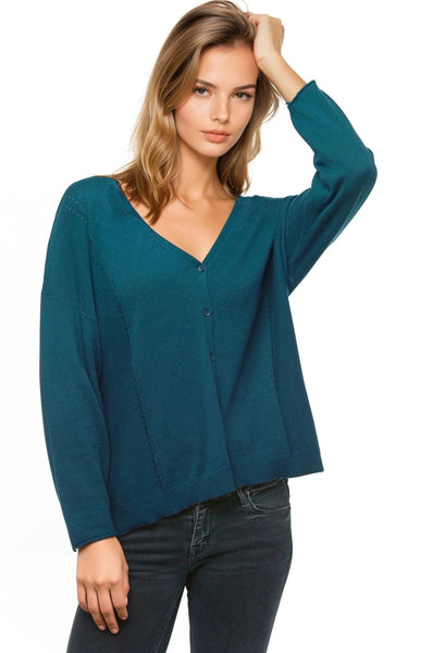 Boyfriend Cardigan with Chiffon Silk Back - Subtle Luxury