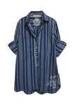 Boyfriend shirt in Cotton Shirting in Blues Embroidery | Sale - Subtle Luxury