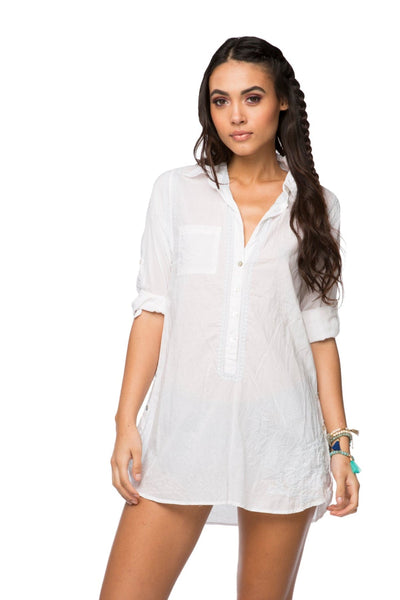 Boyfriend White Cotton Shirt in Limited Supply Embroidery Colors Sale - Subtle Luxury