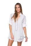 Boyfriend White Cotton Shirt in Limited Supply Embroidery Colors Sale - Subtle Luxury