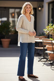 Boyfriend Cotton Cashmere Sweater Cardigan with Chiffon Silk Back