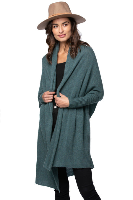 100% Cashmere Cocoon Shawl Jacket in Cloudy