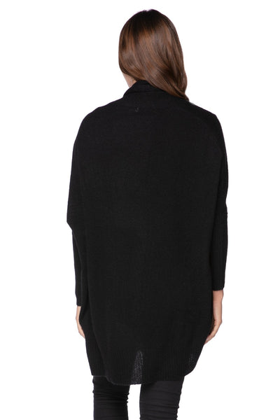 California Cashmere by Subtle Luxury Cardigan 100% Cashmere Cocoon Shawl Jacket in Black