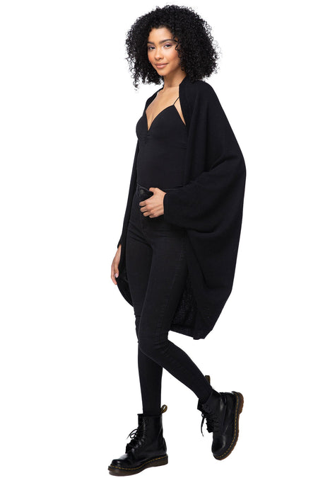 100% Cashmere Florance 2-1 sweater to poncho in Black