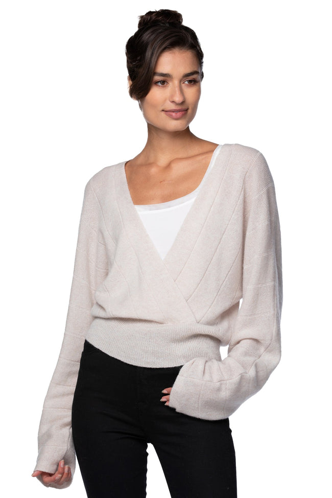 California Cashmere by Subtle Luxury Cashmere 100% Cashmere Camilla Front Crossover Sweater Knit