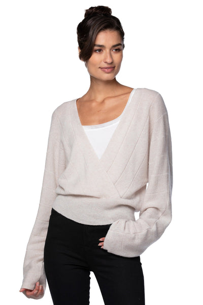 California Cashmere by Subtle Luxury Cashmere 100% Cashmere Camilla Front Crossover Sweater Knit