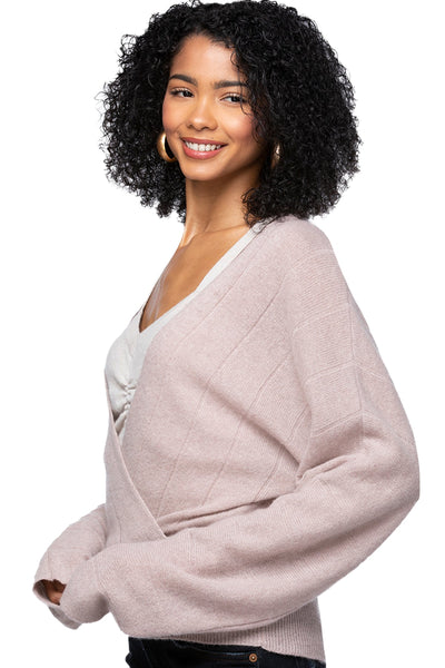 California Cashmere by Subtle Luxury Cashmere 100% Cashmere Camilla Front Crossover Sweater Knit