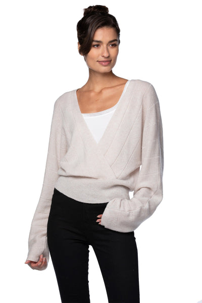California Cashmere by Subtle Luxury Cashmere 100% Cashmere Camilla Front Crossover Sweater Knit