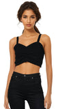 California Cashmere by Subtle Luxury Cashmere 100% Cashmere Natalia Crop Cami Tank in Black