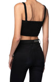 California Cashmere by Subtle Luxury Cashmere 100% Cashmere Natalia Crop Cami Tank in Black
