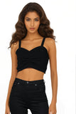 California Cashmere by Subtle Luxury Cashmere 100% Cashmere Natalia Crop Cami Tank in Black