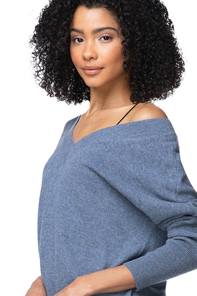 California Cashmere by Subtle Luxury Cashmere 100% Cashmere Reversible Easy V-Neck Sweater in Fall Favorites