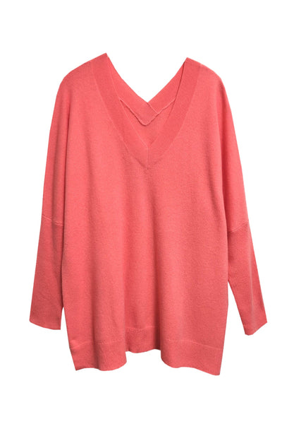 California Cashmere by Subtle Luxury Cashmere 100% Cashmere Reversible Easy V-Neck Sweater in Happy Colors