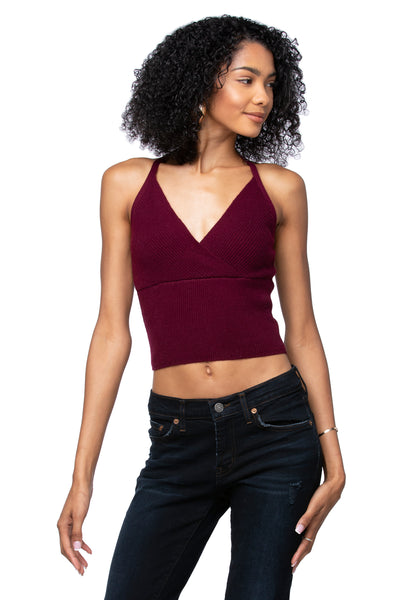 California Cashmere by Subtle Luxury Cashmere Annamaria Crop Camisole / S/M / Garnet 100% Cashmere Annamaria Crop Camisole Top