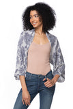 California Cashmere by Subtle Luxury Cashmere Ballerina Shrug / S/M / Flower of Happiness-Blue 100% Cashmere Printed Ballerina Shrug Sweater