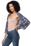California Cashmere by Subtle Luxury Cashmere Ballerina Shrug / S/M / Not your Nona's Crochet-Blue 100% Cashmere Printed Ballerina Shrug Sweater
