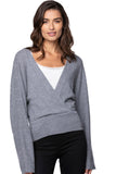 California Cashmere by Subtle Luxury Cashmere Camilla Crossover Top / S/M / Castle Rock 100% Cashmere Camilla Front Crossover Sweater Knit