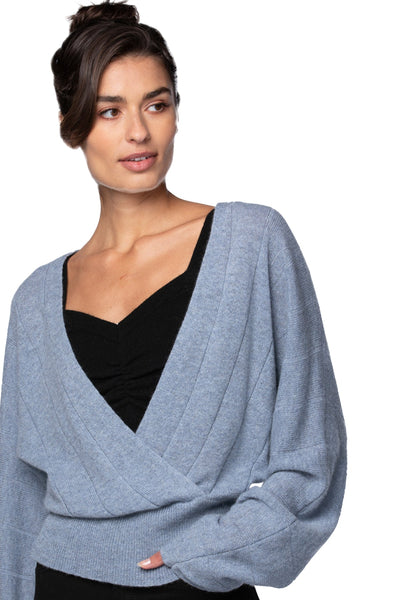 California Cashmere by Subtle Luxury Cashmere Camilla Crossover Top / S/M / Eventide 100% Cashmere Camilla Front Crossover Sweater Knit