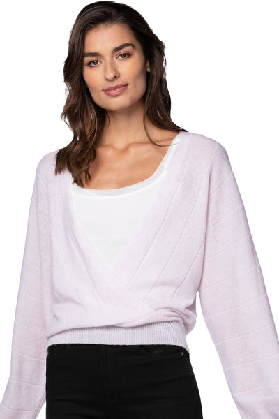 California Cashmere by Subtle Luxury Cashmere Camilla Crossover Top / S/M / Fragrance 100% Cashmere Camilla Front Crossover Sweater Knit