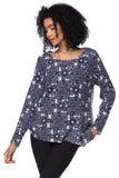 California Cashmere by Subtle Luxury Cashmere Comfort Crew / S/M / Not your Nona's Crochet-Blue 100% Cashmere Printed Comfort Crew