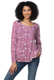 California Cashmere by Subtle Luxury Cashmere Comfort Crew / S/M / Not your Nona's Crochet-Maroon 100% Cashmere Printed Comfort Crew