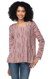 California Cashmere by Subtle Luxury Cashmere Comfort Crew / S/M / Pine Bubbles-Terracotta 100% Cashmere Printed Comfort Crew